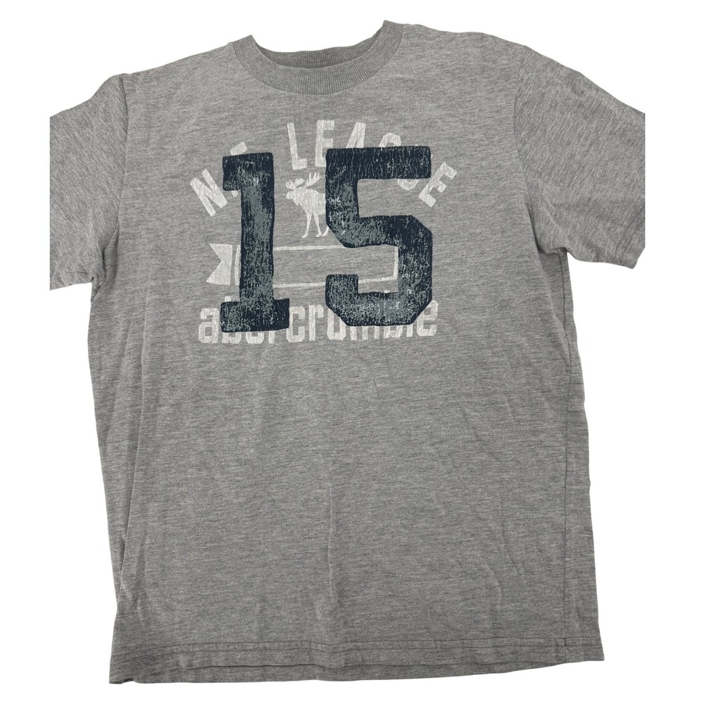 Abercrombie Fitch T Shirt Large Gray NWT Short Sleeve Graphic League 15 Moose